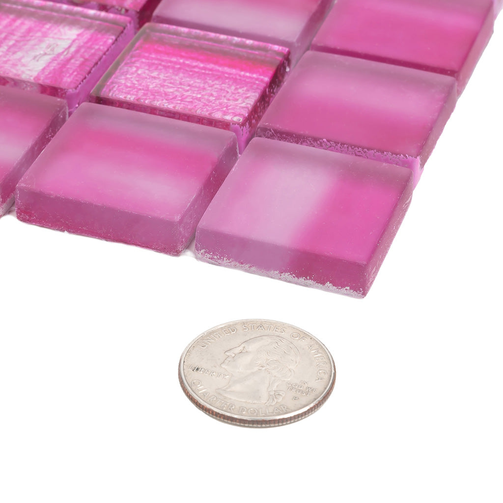 Fuchsia Pink 11x11 Glossy Matte Square Glass Mosaic Tile (5 pack, 4.43 sq ft/case) - Sample