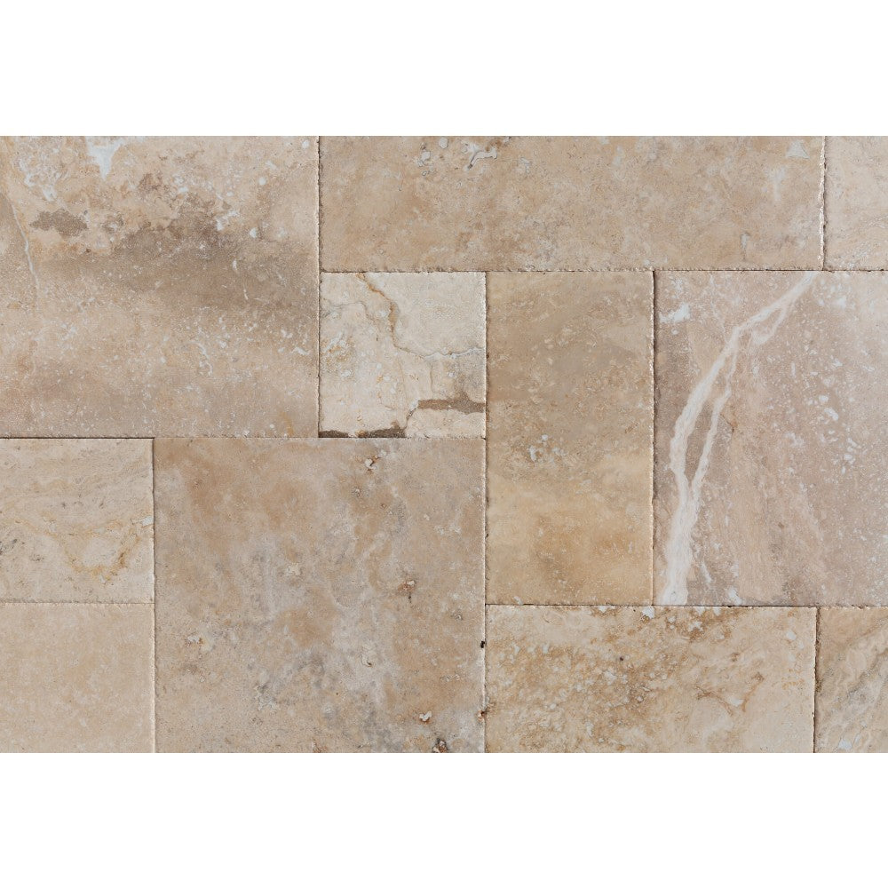 Mina Rustic Antique Travertine Tile – French Pattern Set, Full Truckload