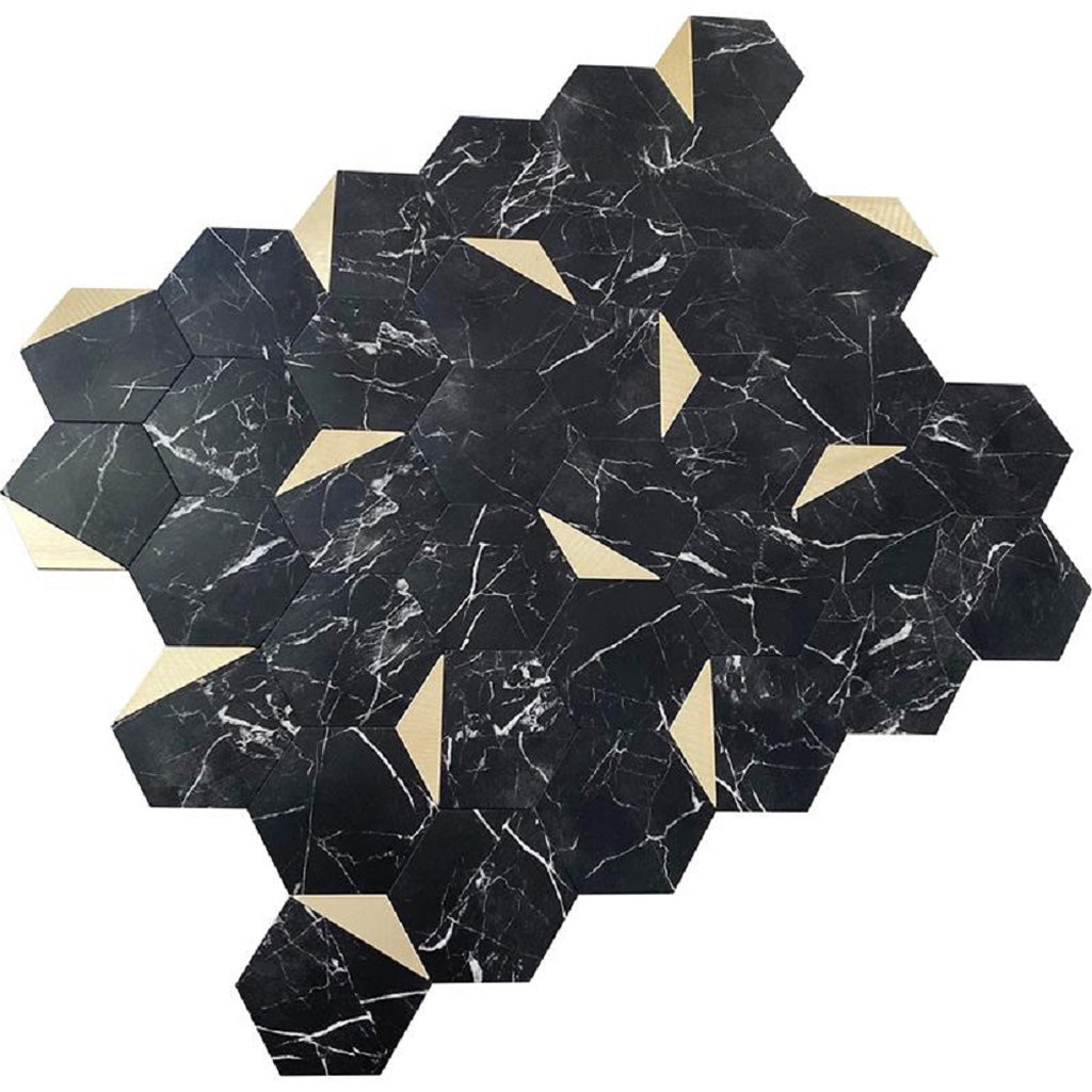 Black Gold 12x12 Honed Hexagon PVC Peel & Stick Tile (10 pack, 8.3 sq ft/case)