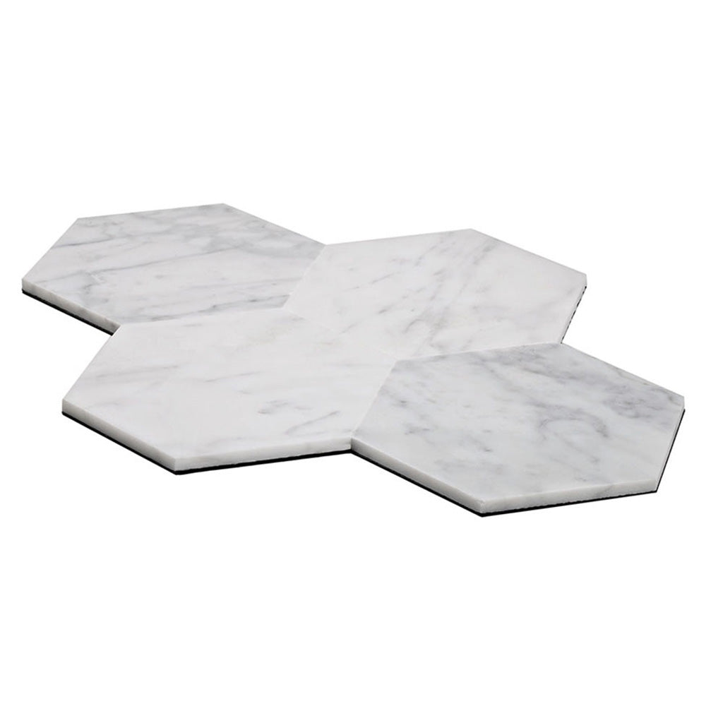 Carrara White 9x10 Honed Hexagon Marble Peel & Stick Tile (10 pack, 6.41 sq ft/case)