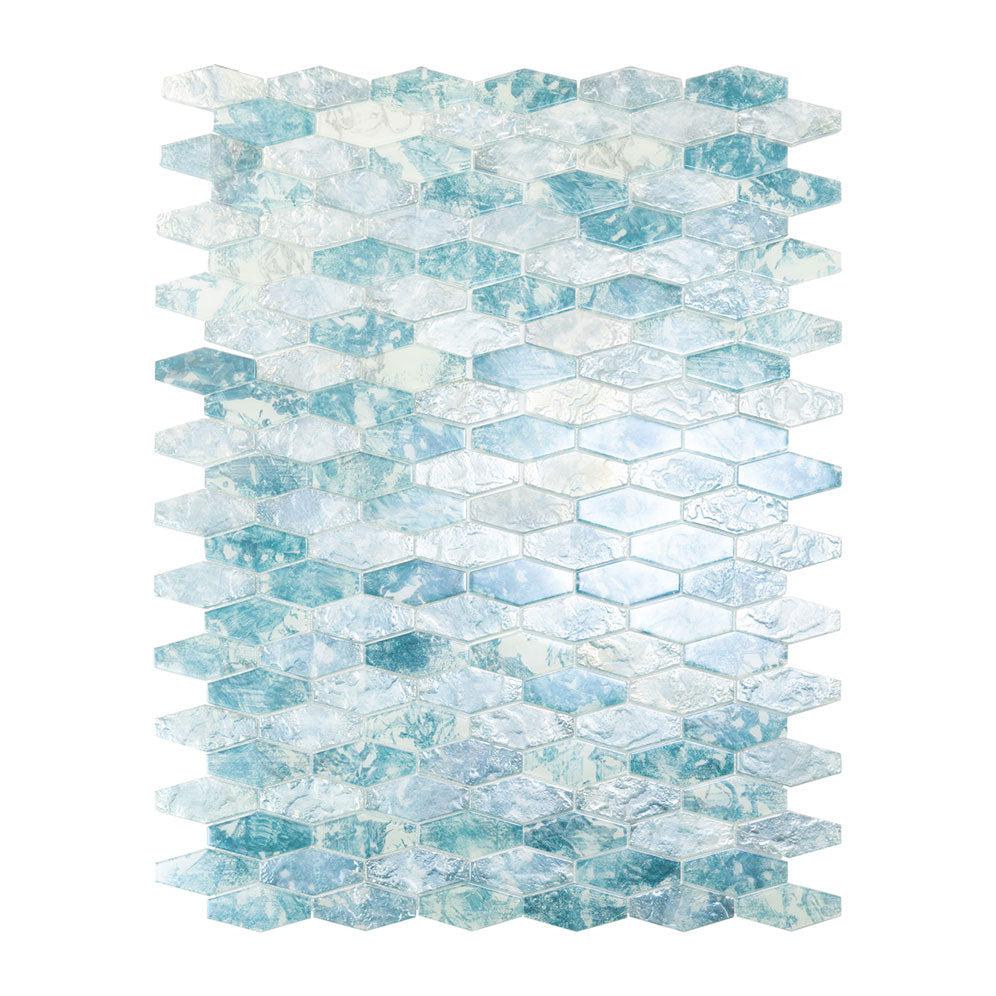 Aqua 11x12 Matte Elongated Hexagon Glass Mosaic Tile (10 pack, 8.6 sq ft/case)