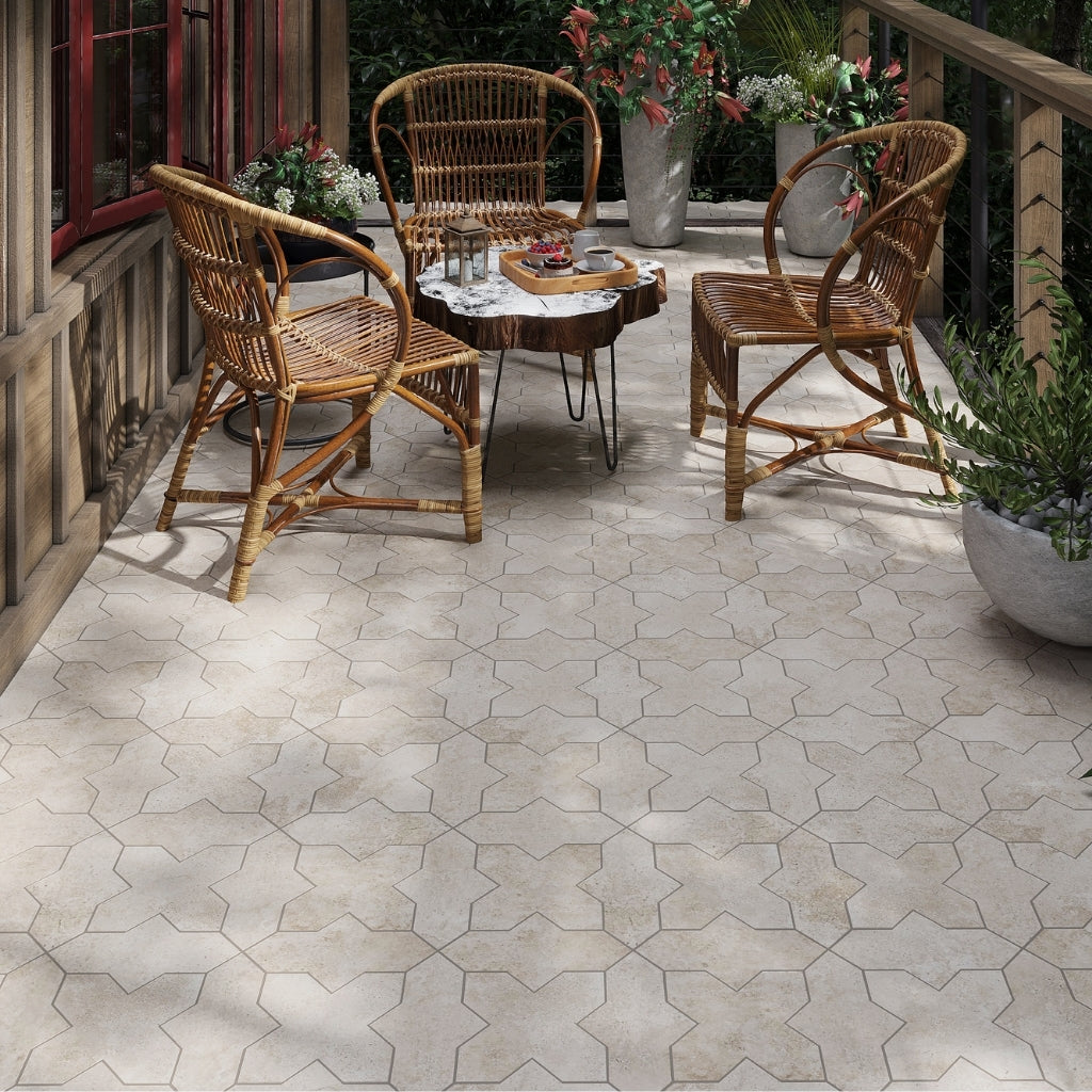 Beige 7x2.5 Matte Star Porcelain Tile (36 pack, 5.33 sq ft/case)