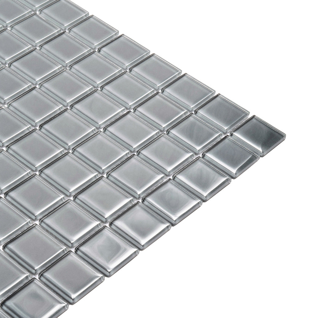 Coin Gray 12x12 Glossy Square Glass Mosaic Tile (10 pack, 9.67 sq ft/case)