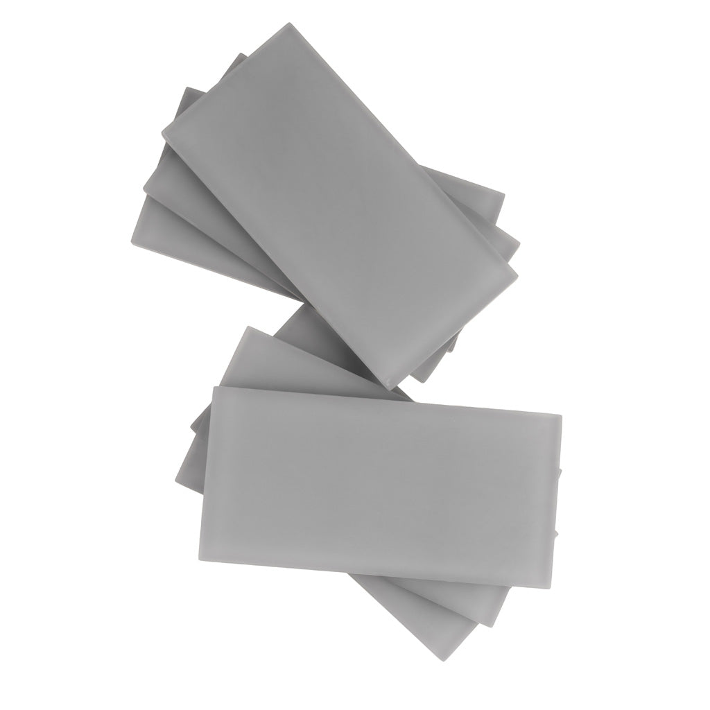 Coin Gray 3x6 Matte Subway Glass Tile (40 pack, 5 sq ft/case) - Sample