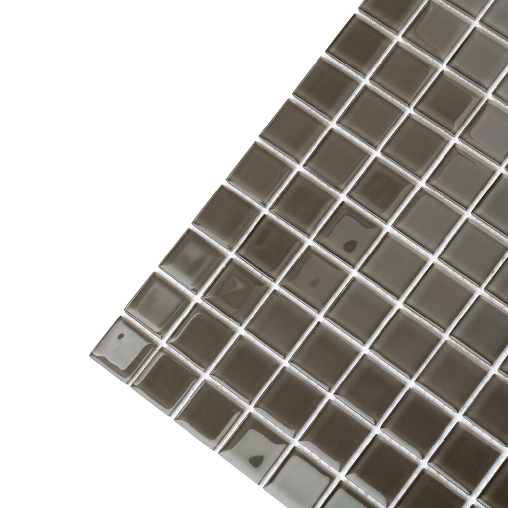 Ash Gray 12x12 Glossy Square Glass Mosaic Tile (10 pack, 9.67 sq ft/case)