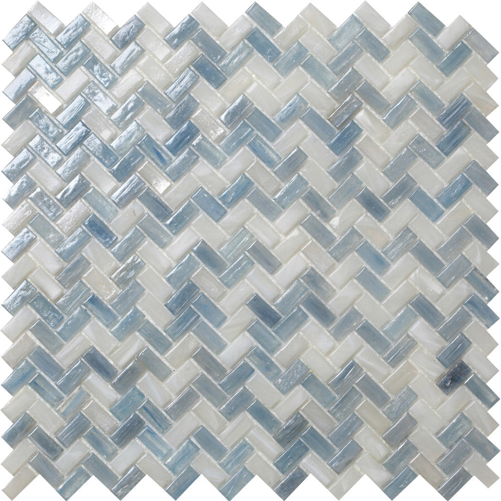 Blue 12x12 Glossy Herringbone Glass Mosaic Tile (10 pack, 9.75 sq ft/case)