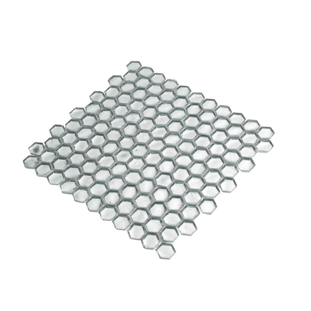 Silver 11x11 Glossy Hexagon Glass Mosaic Tile (10 pack, 8.63 sq ft/case)