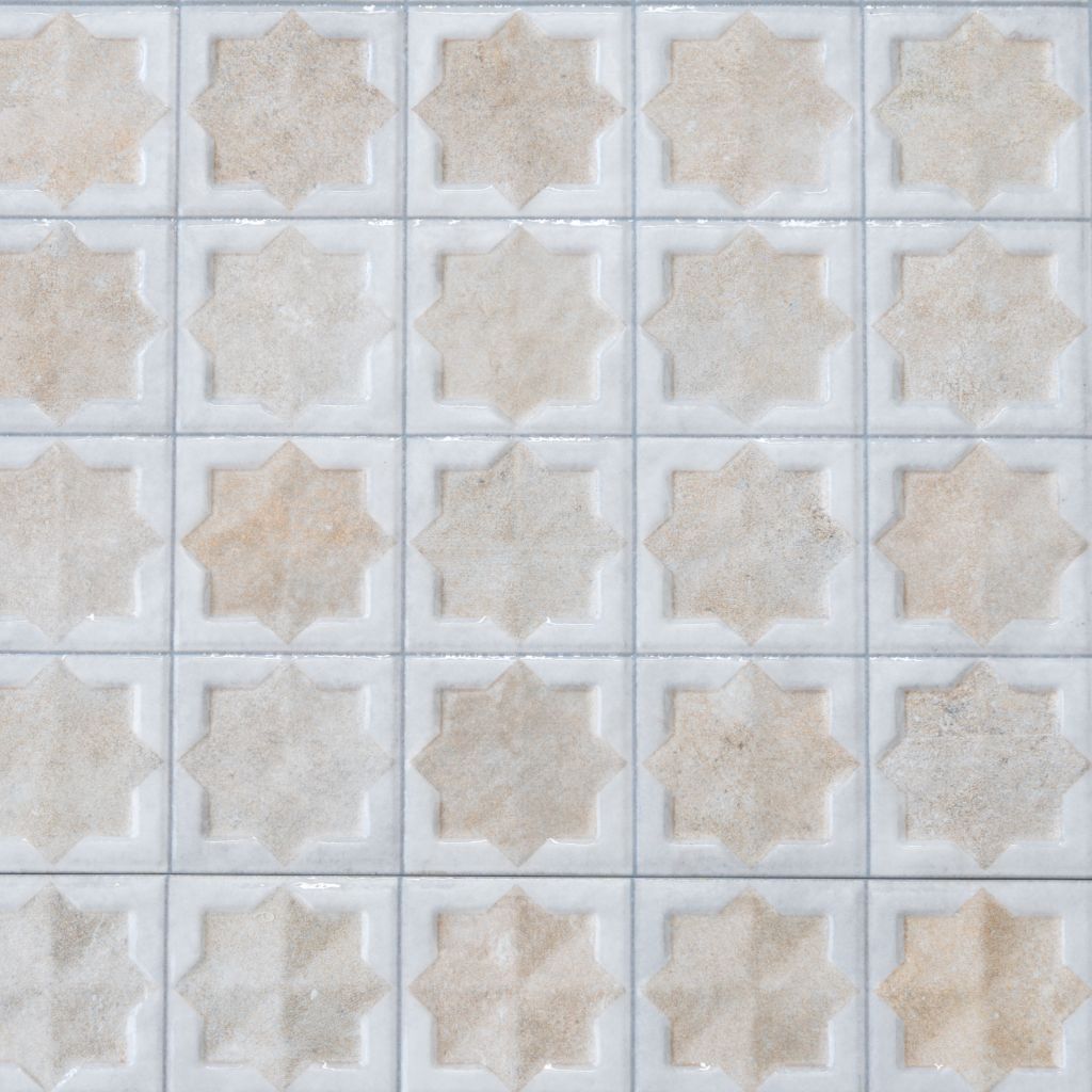 Ice White Beige 12x22 Matte Glossy Rectangle with Star Details Porcelain Large Format Tile (7 pack, 13.03 sq ft/case) - Sample