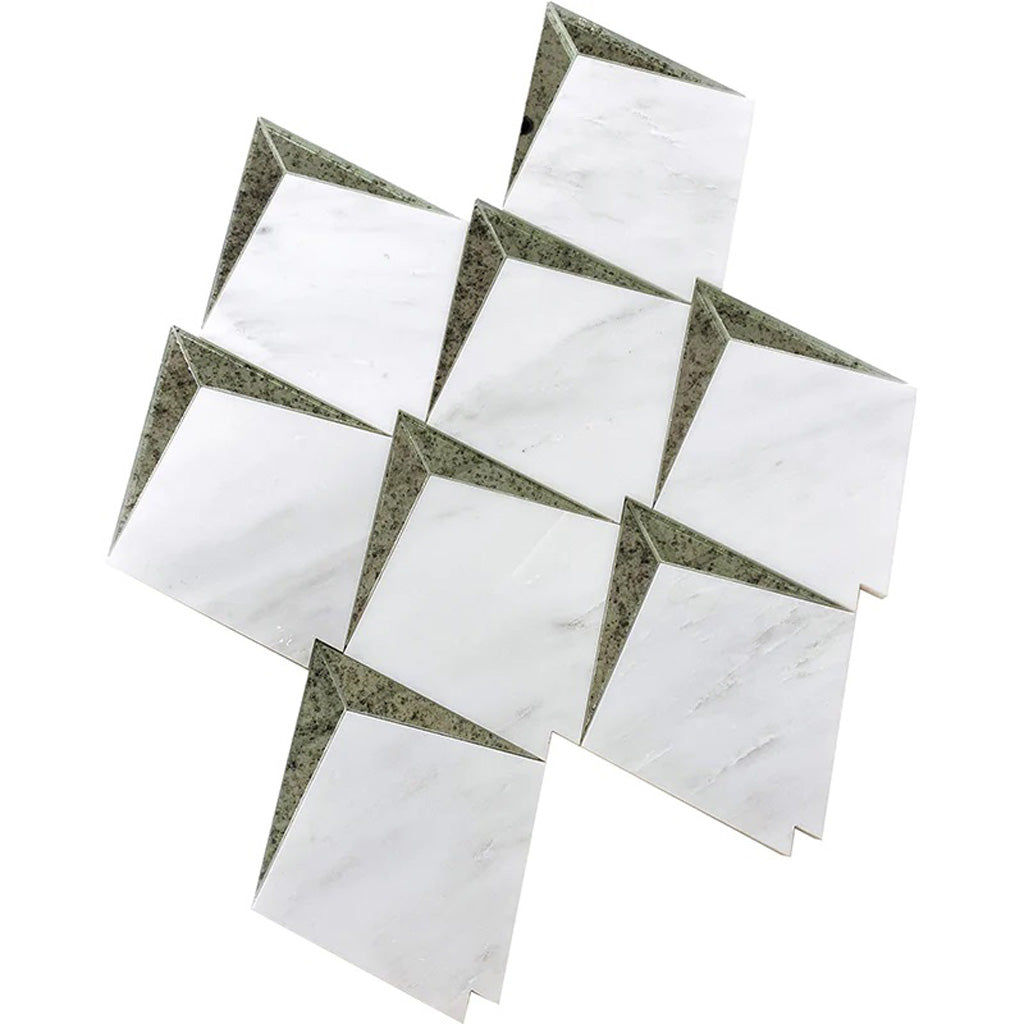 White 12x12 Polished Diamond Eastern White, Glass Mosaic Tile (5 pack, 5 sq ft/case) - Sample