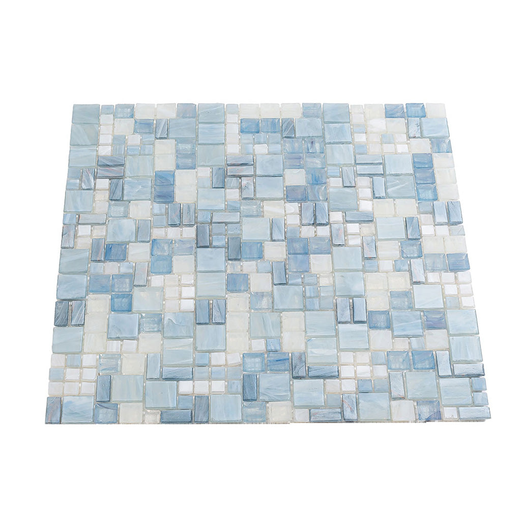 Light Blue 12x12 Glossy Square Glass Mosaic Tile (10 pack, 10.85 sq ft/case) - Sample