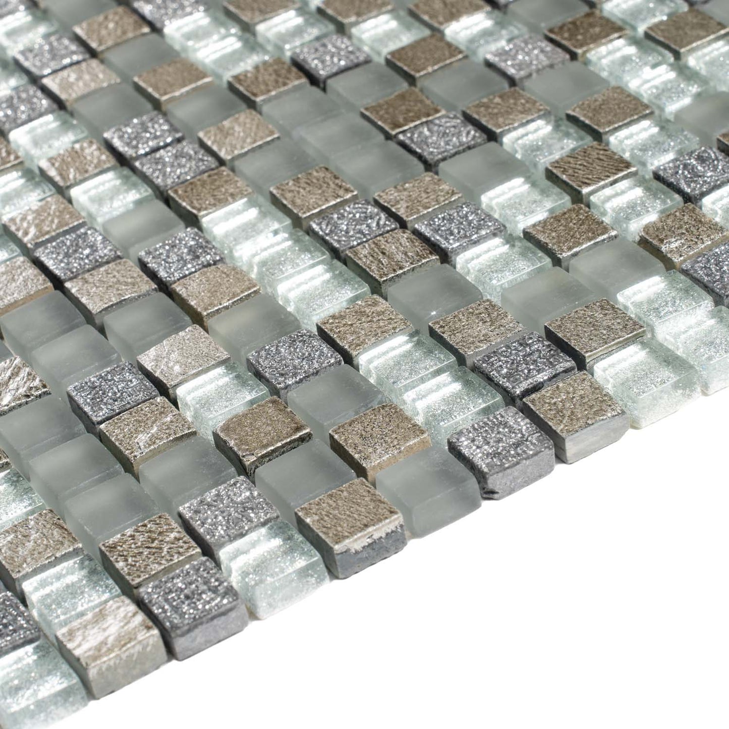 Blue Gray 12x12 Glossy Foiled Square Glass Resin Stone Mosaic Tile (5 pack, 4.75 sq ft/case)