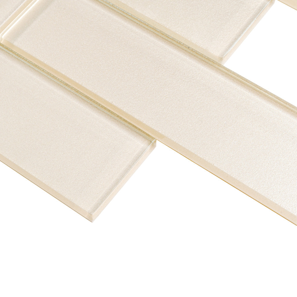 Lace White 12x12 Glossy Brick Glass Mosaic Tile (5 pack, 4.83 sq ft/case)
