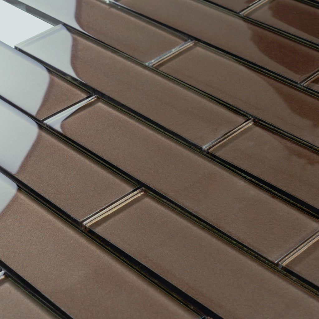 Brown 12x12 Brick Glossy Glass Mosaic Tile (5 pack, 4.83 sq ft/case) - Sample