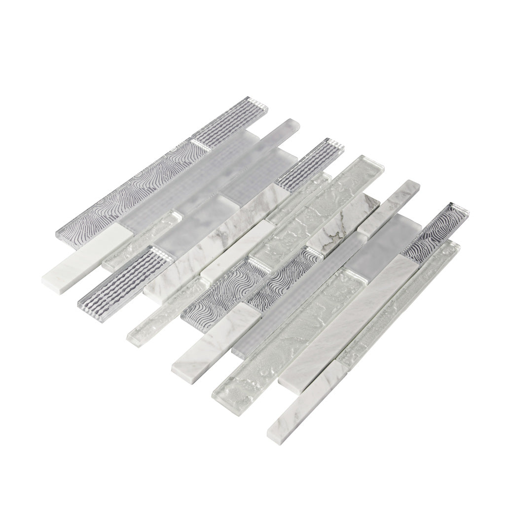 White 12x12 Brick Polished Matte Glass Stone Mosaic Tile (5 pack, 4.83 sq ft/case)