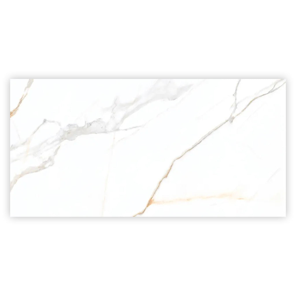 Bright White Gold 24x48 Polished Porcelain Large Format Tile (2 pack, 15.5 sq ft/case) - Sample