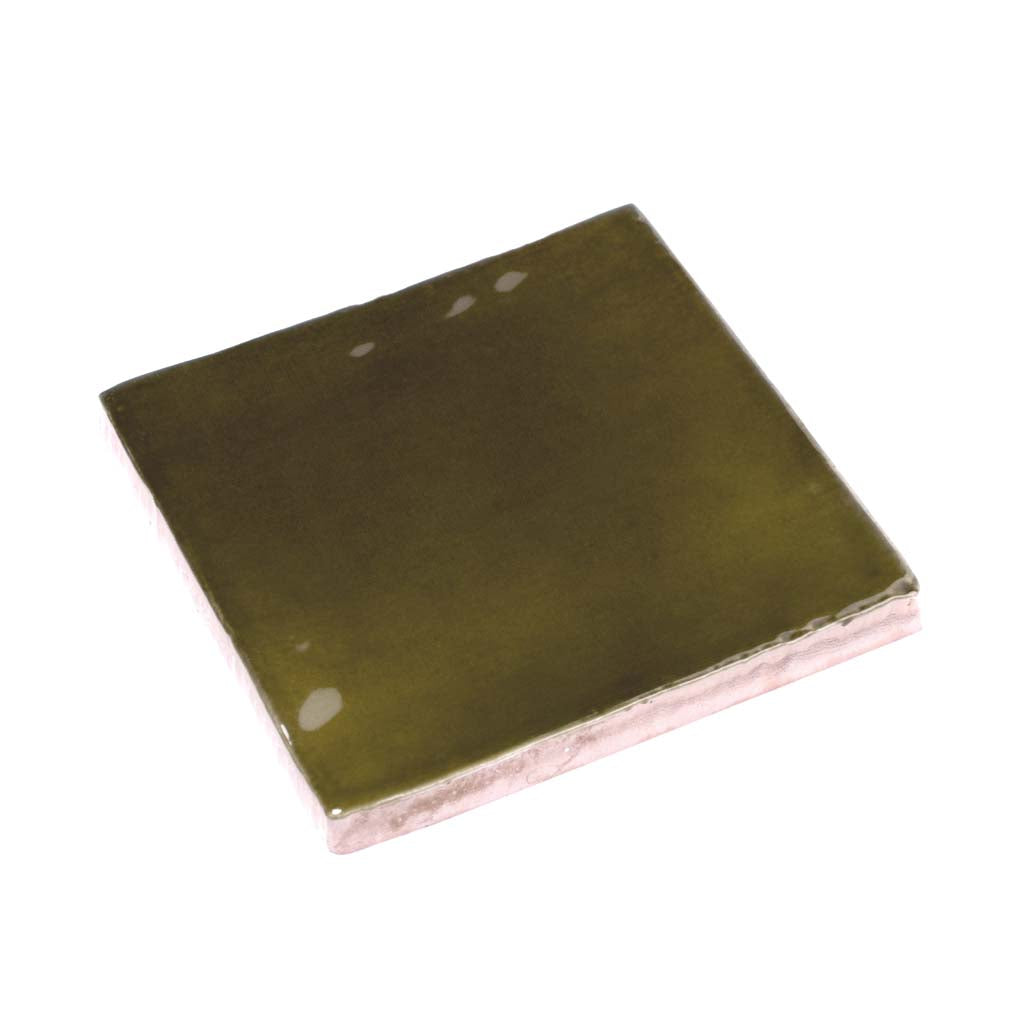 Olive Green 4x4 Glossy Square Ceramic Tile (60 pack, 6.46 sq ft/case) - Sample