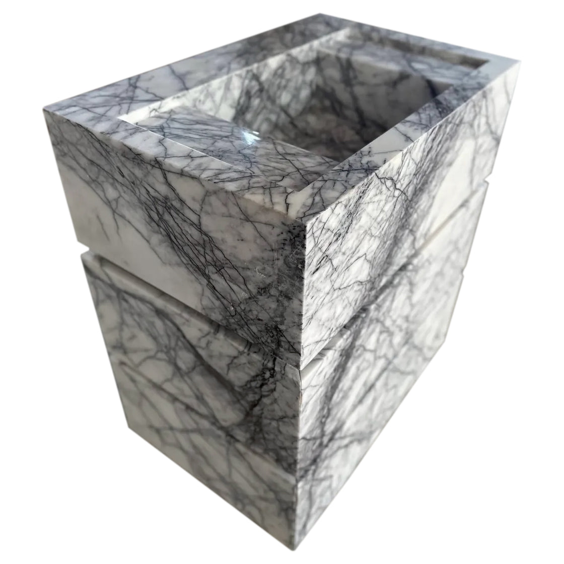Calacatta Viola Marble Stand-Alone Drawer Sink (W)20" (L)30" (H)34" corner view