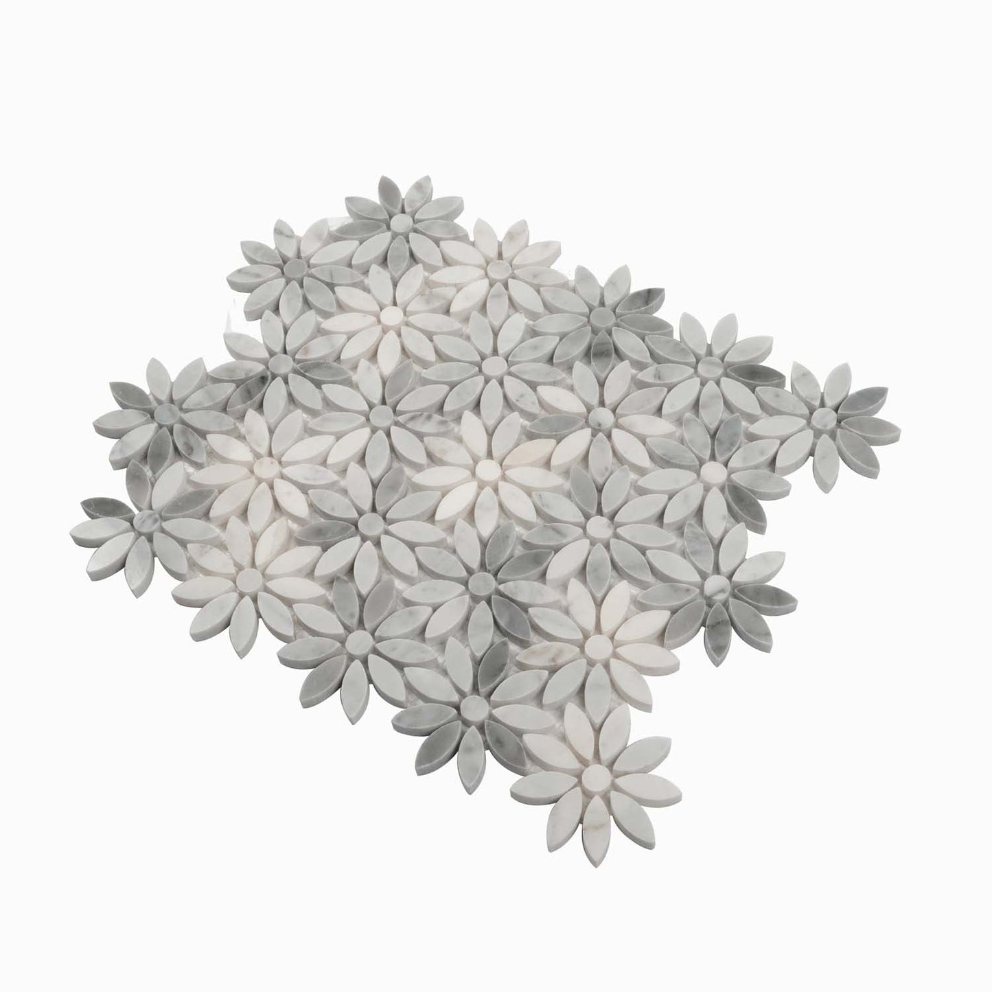 White Gray 11x12 Polished Multi-shaped Bianco Carrara Marble Mosaic Tile (5 pack, 4.46 sq ft/case)