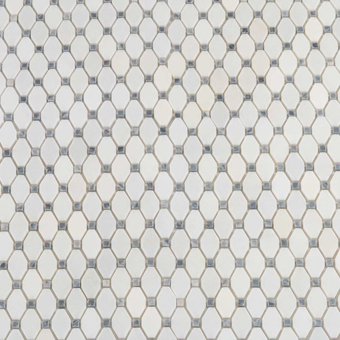 White 11x11 Polished Octagon Marble Mosaic Tile (5 pack, 4.51 sq ft/case) - Sample