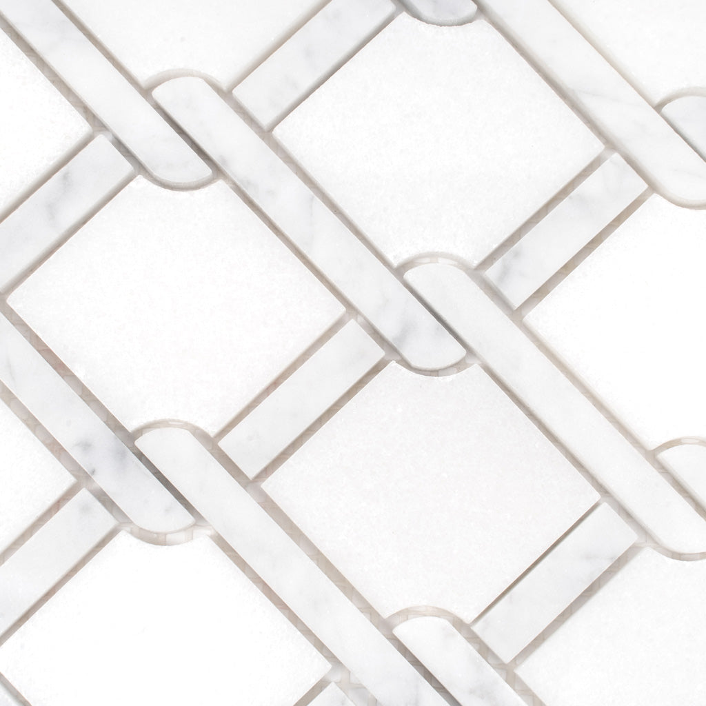 White 11x12 Polished Diamond Marble Mosaic Tile (5 pack, 4.66 sq ft/case)