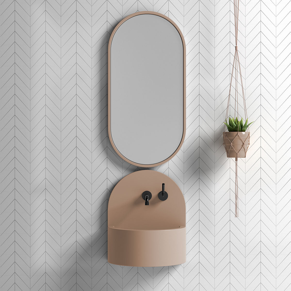 Cotton Matte Chevron Ceramic Tile