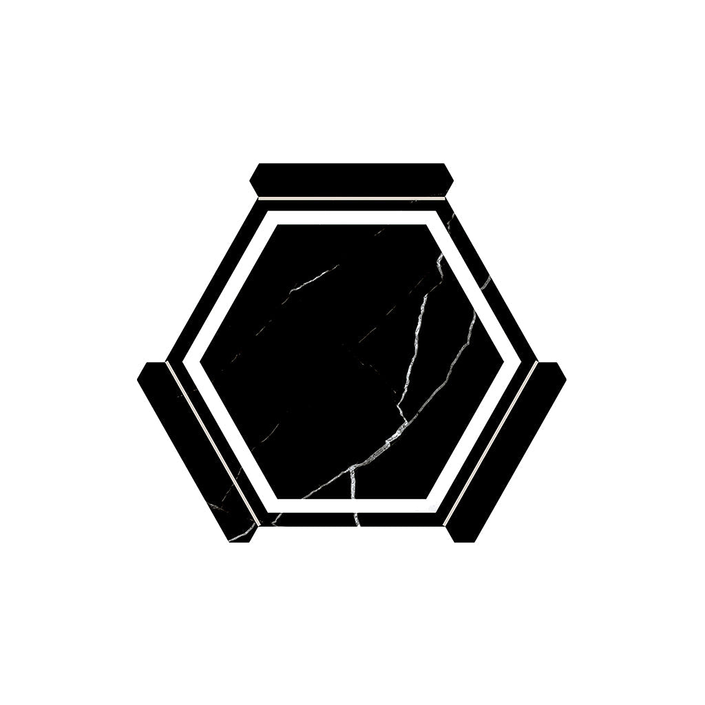 Black White 9x10 Matte Hexagon Porcelain Tile (18 pack, 8.07 sq ft/case)