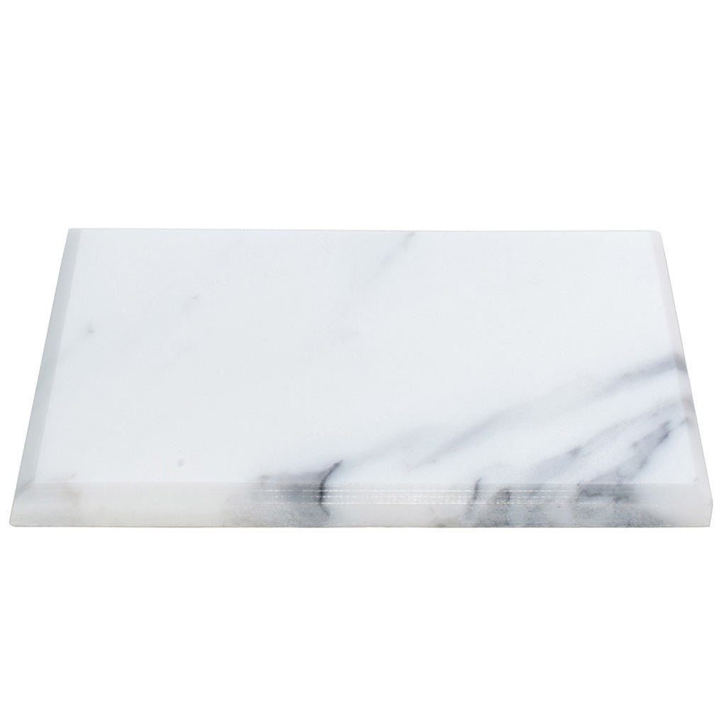 White 3x6 Polished Beveled Subway Calacatta Gold Marble Tile (40 pack, 5 sq ft/case)