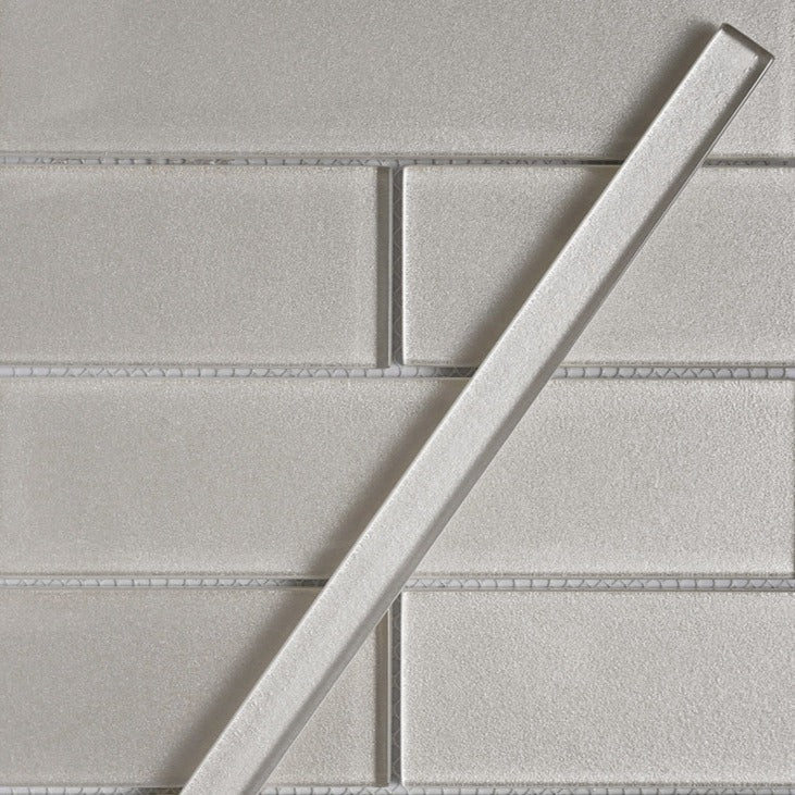 White 0.5x12 Glossy Glass Pencil Tile Trim (10 pack, 0.5 sq ft/case) - Sample