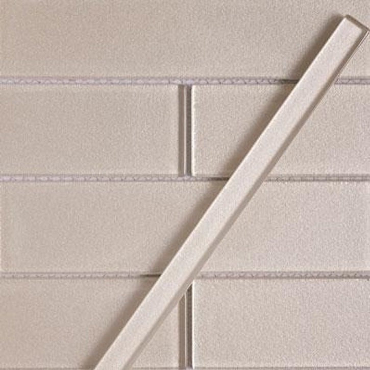 Pearl White 0.5x12 Glossy Glass Pencil Tile Trim (10 pack, 0.5 sq ft/case)