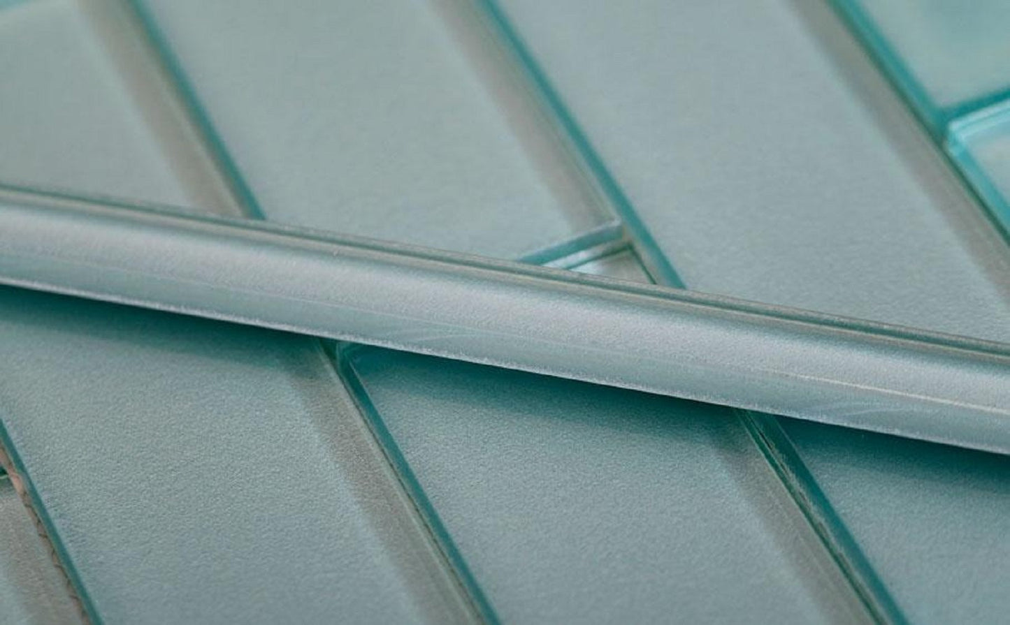 Tiffany Blue 0.6x12 Glossy Glass Pencil Tile Trim (10 pack, 0.5 sq ft/case)