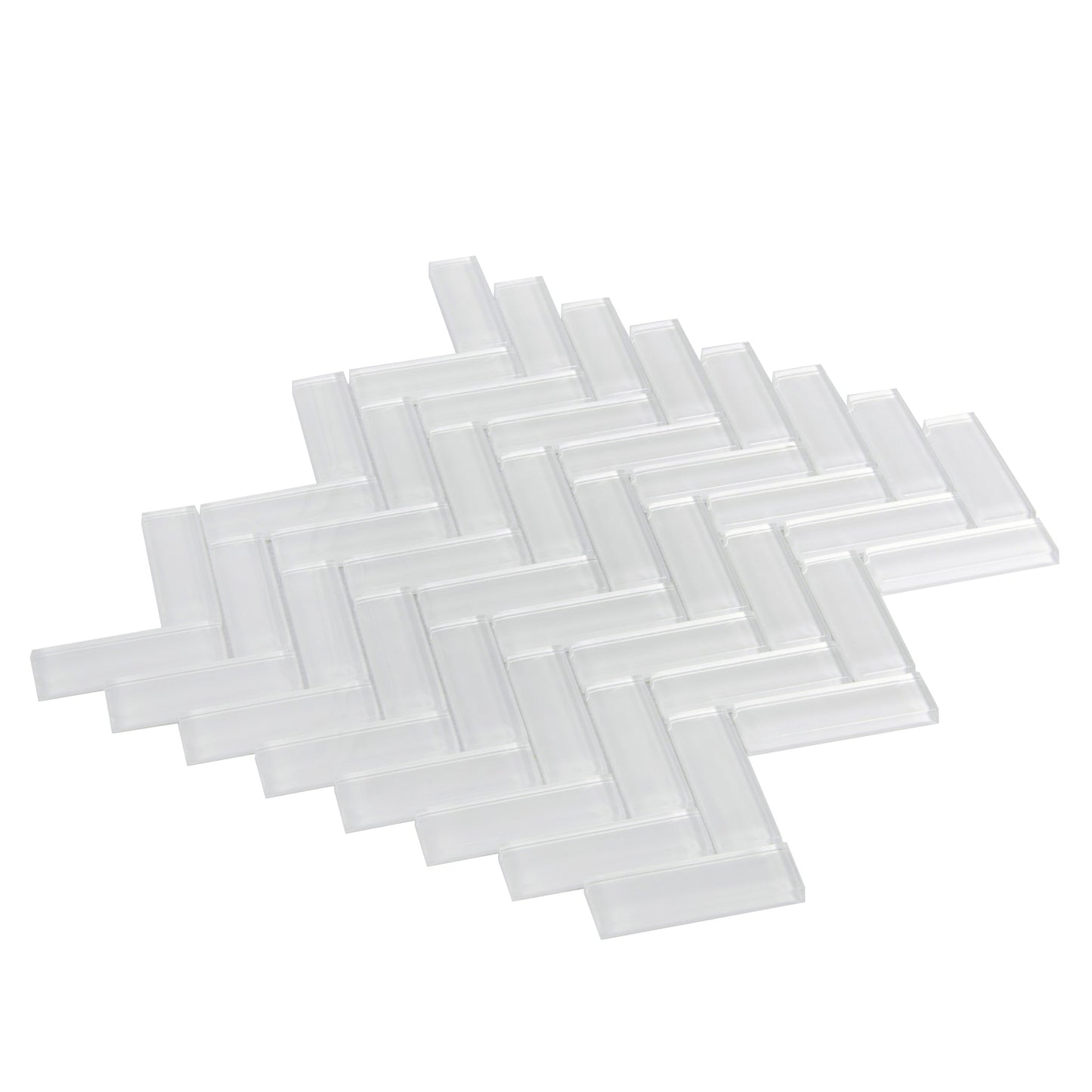 White 11x13 Glossy Herringbone Glass Mosaic Tile (5 pack, 4.8125 sq ft/case)