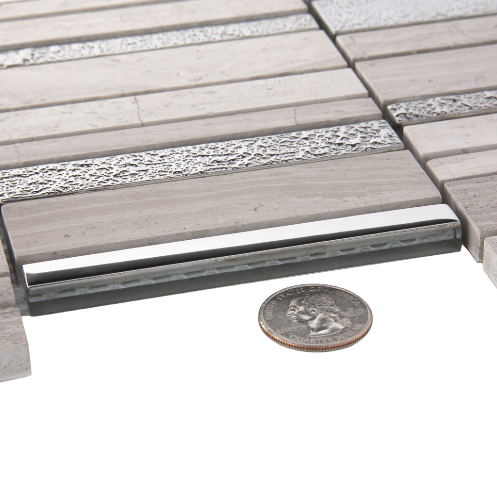 Brown Gray 12x12 Polished Textured Brick Glass Stone Mosaic Tile (5 pack, 4.83 sq ft/case)