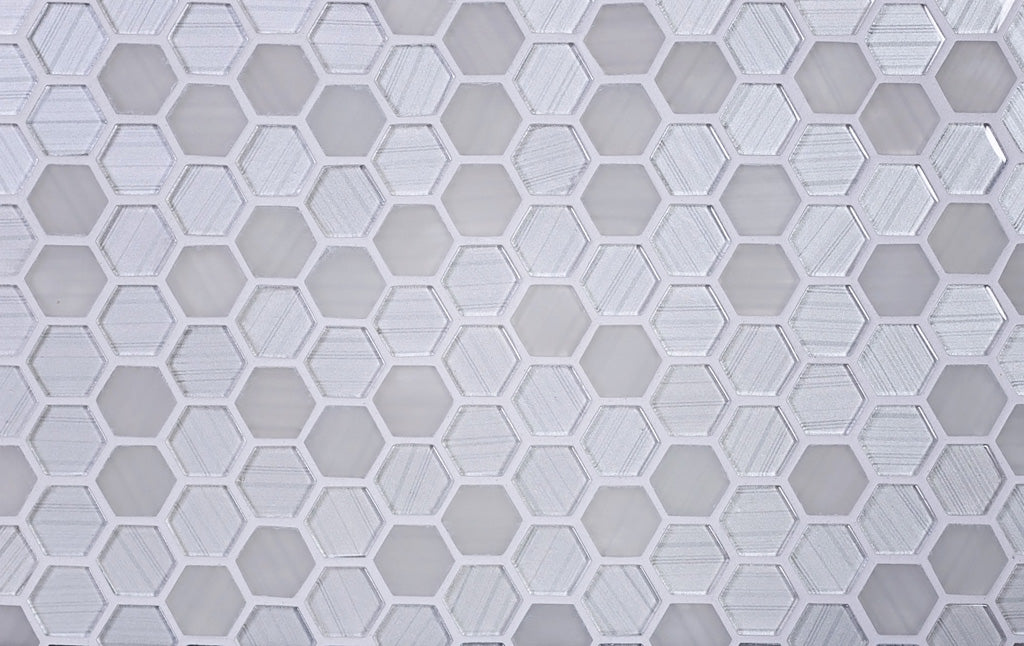 White 12x12 Glossy Matte Hexagon Glass Mosaic Tile (5 pack, 4.83 sq ft/case)