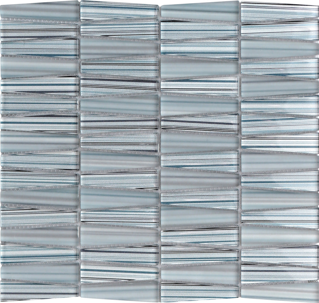 White Blue 12x13 Glossy Matte Trapezium Glass Mosaic Tile (5 pack, 5.38 sq ft/case) - Sample