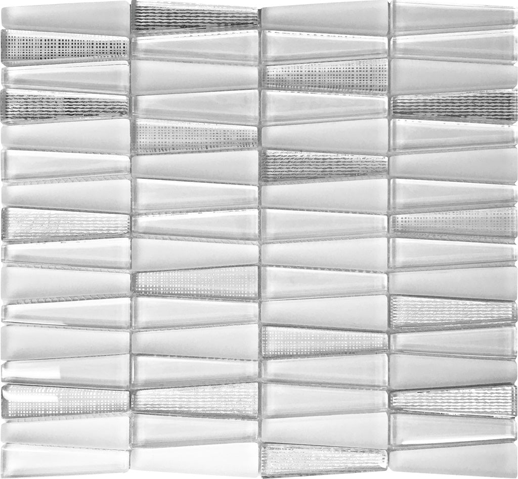 White 12x13 Glossy Matte Trapezium Glass Mosaic Tile (5 pack, 5.38 sq ft/case)