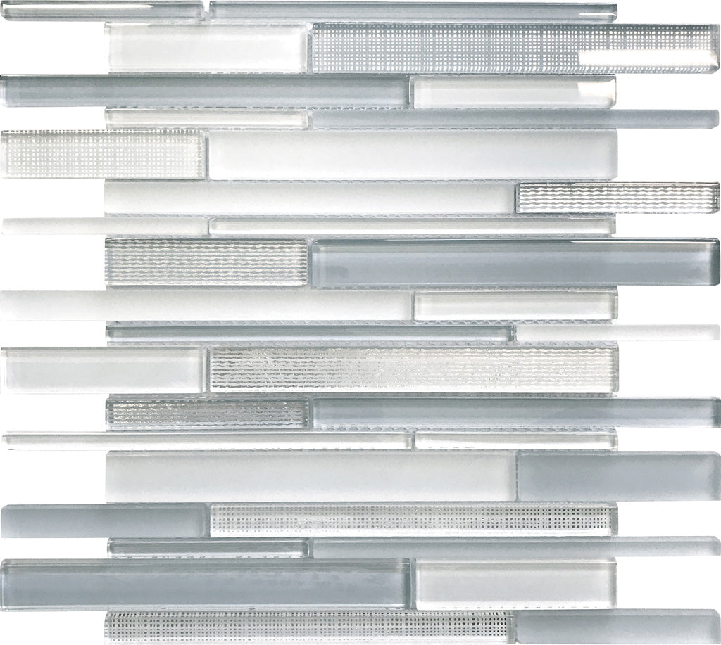 White 12x12 Glossy Matte Sticks Glass Mosaic Tile (5 pack, 5 sq ft/case)