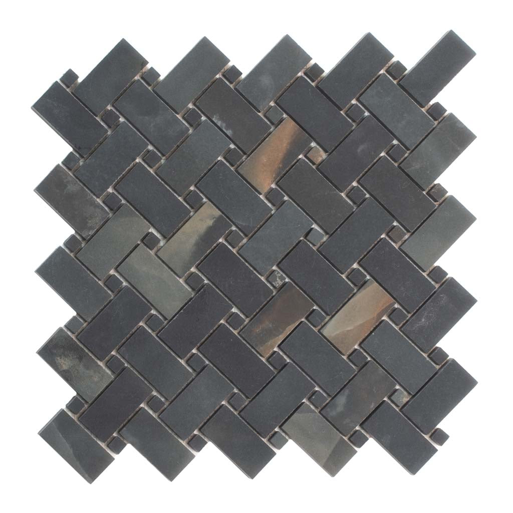 Black 12x12 Matte Basketweave Porcelain Mosaic Tile (5 pack, 4.84 sq ft/case) - Sample