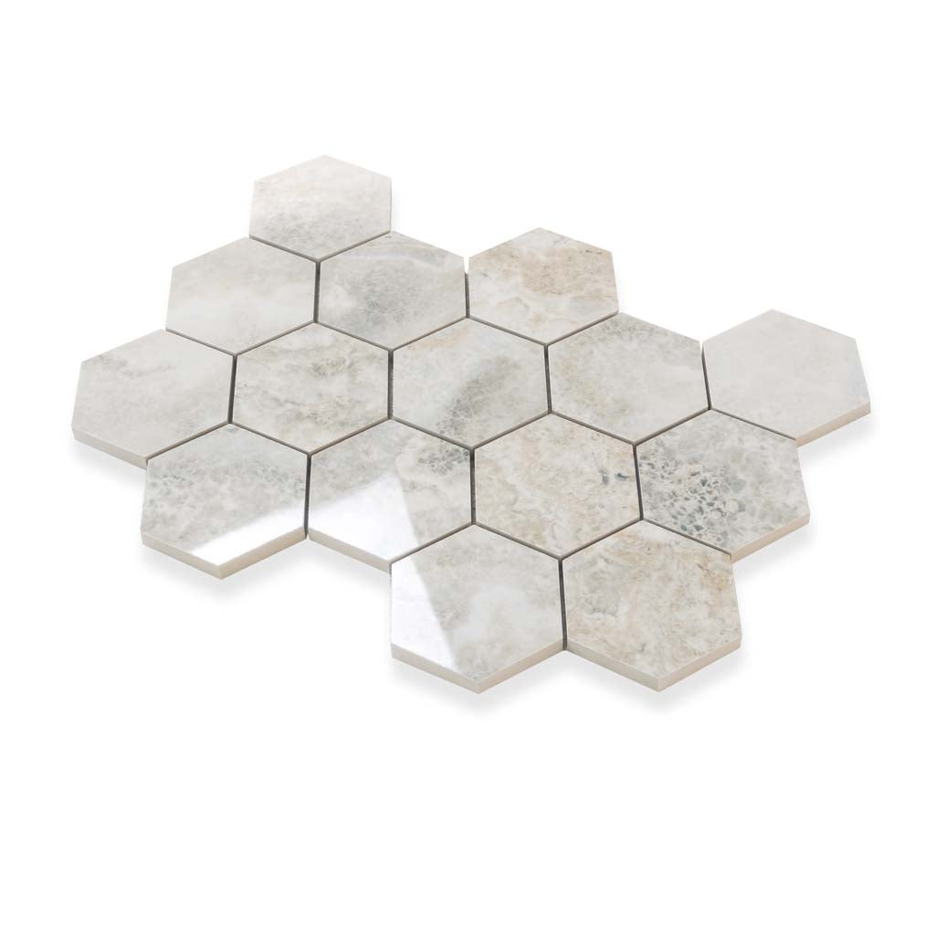 Light Taupe Beige 9x13 Polished Hexagon Porcelain Mosaic Tile (9 pack, 7.09 sq ft/case)