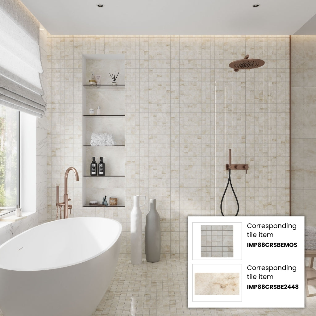 Light Cream Beige 12x12 Lappato Square Porcelain Mosaic Tile (5 pack, 4.84 sq ft/case)