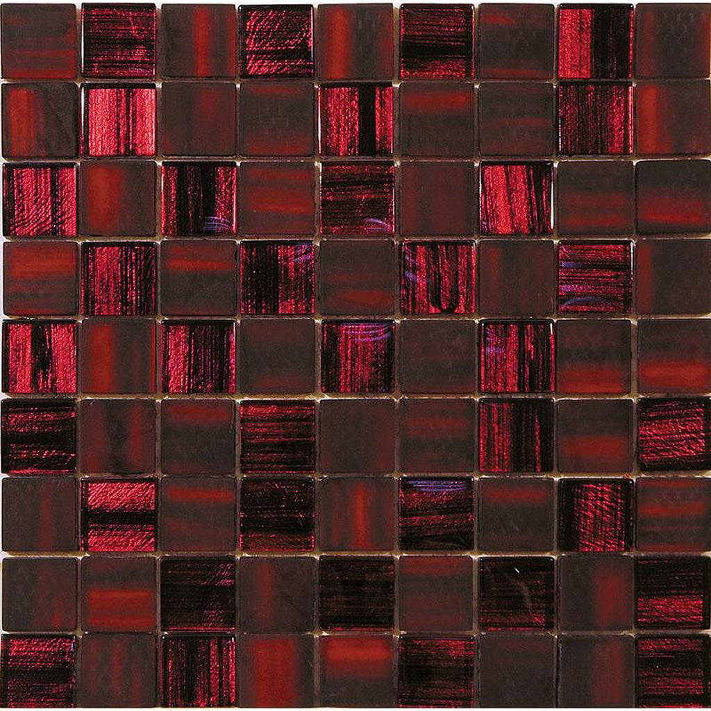 Jam Red 11x11 Glossy Matte Square Glass Mosaic Tile (5 pack, 4.43 sq ft/case) - Sample