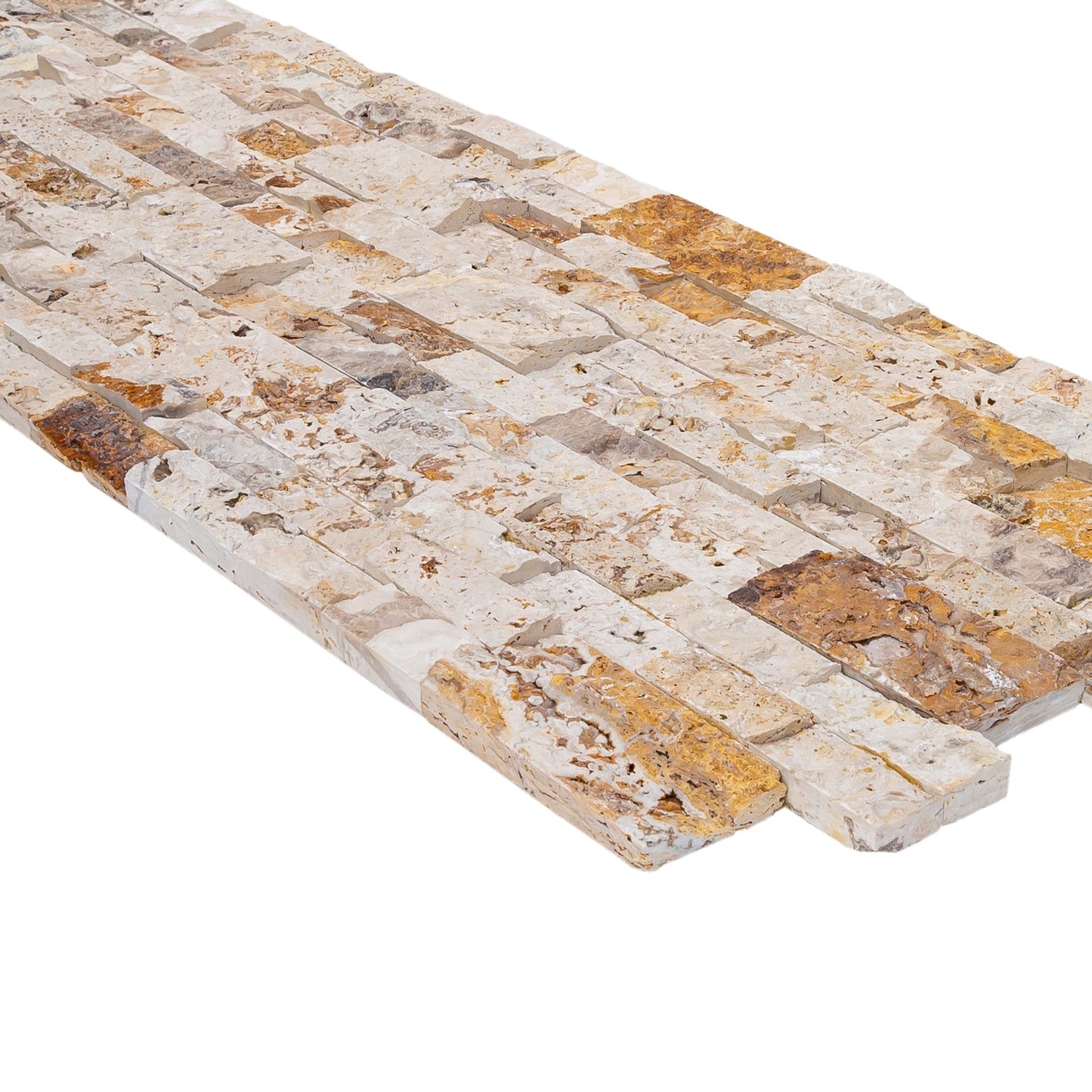 Leonardo Onyx Ledger 3D Panel 6"x24" Split-face Natural Travertine Wall Tile