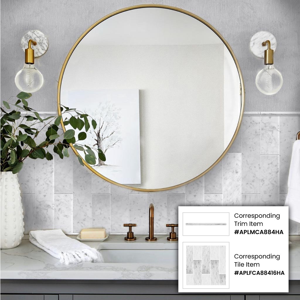 White 4x16 Honed Subway Bianco Carrara Marble Tile (10 pack, 4.44 sq ft/case)