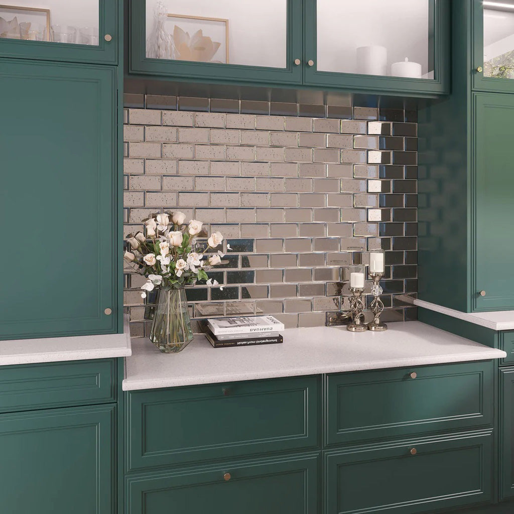 Antique Mirror 3x6 Polished Glass Subway Tile (40 pack, 5 sq ft/case)