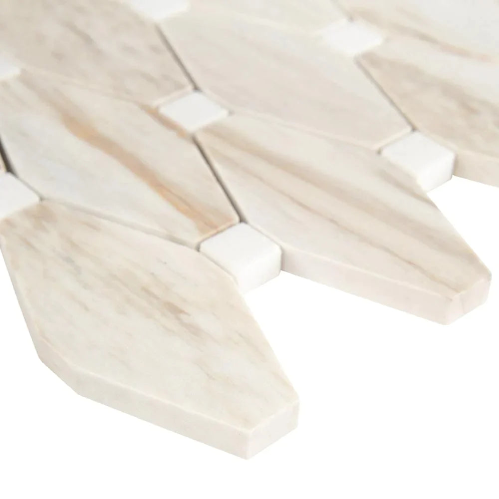 MSI-Angora-elongated-octagon-11.81X13.4-polished-marble-mosaic-SMOT-ANGORA-OCTELP-edge-view.