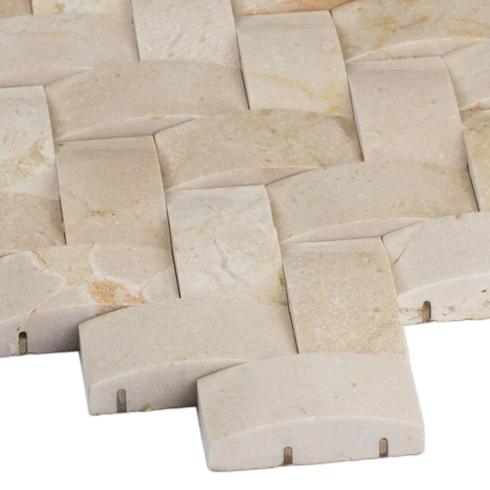 MSI Crema Arched Herringbone Polished Marble Mosaic Tile 12"x12"