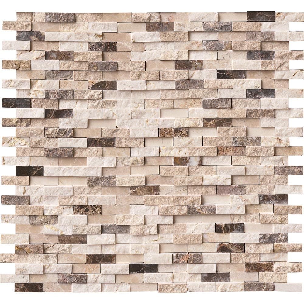 MSI Emperador blend split face 12X12 marble mosaic wall tile SMOT EMPB SFIL10MM top view