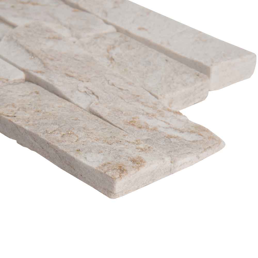 MSI Royal white quartzite splitface ledger panel 6X24 LPNLQROYWHI624 edge view