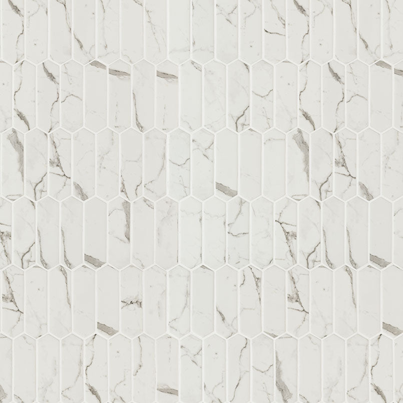 MSI Statuario Celano Picket Glass Mosaic Tile 9.84"x14.13"