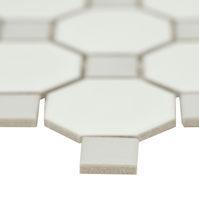 MSI White & Gray Matte Octagon Porcelain Mosaic Tile - Domino Collection