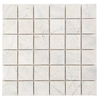 Palia White Polished Dolomite 2"x 2" on 12" x 12" Mesh Mosaic Tile